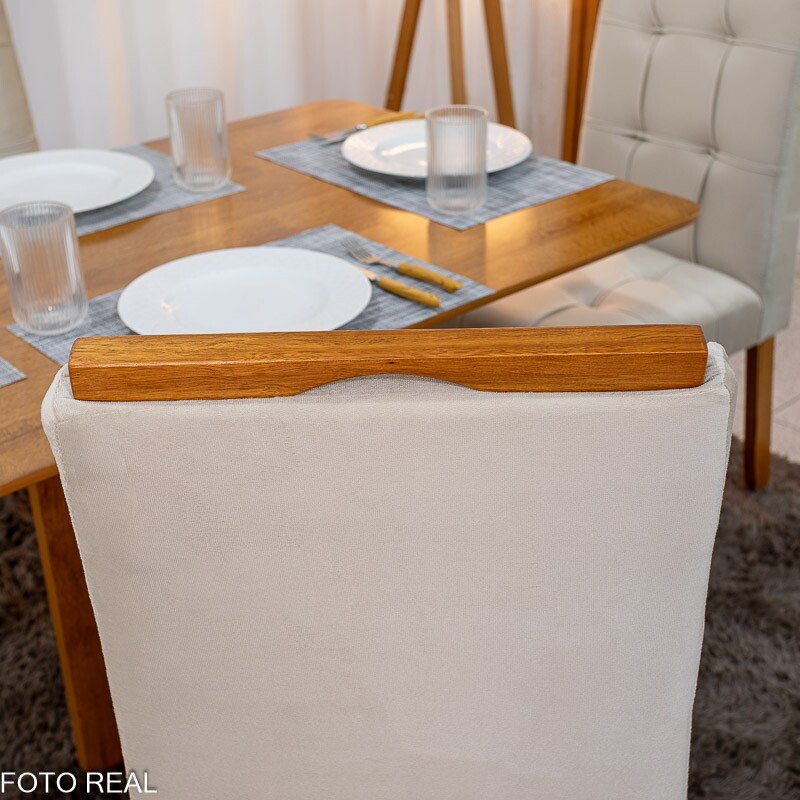 Mesa de Jantar Salina 120x80 Londres Cinamomo Cel + 4 Cad. Londres Veludo Avelã Madeira Minas Plac - Entregue Montada - Imagem 6