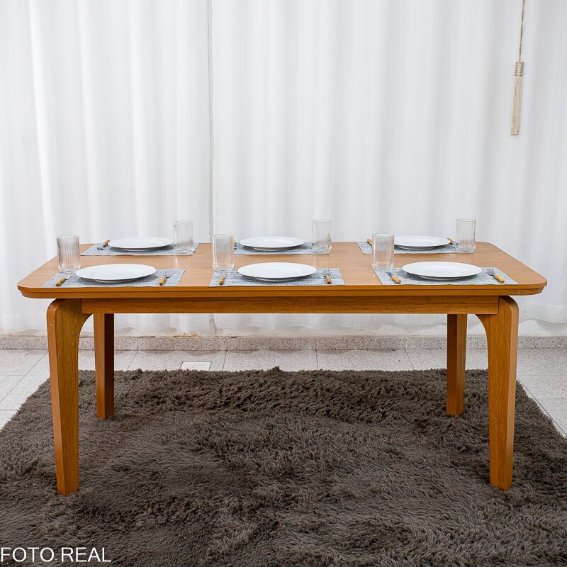 Mesa de Jantar Londrina 180x90 Cinamomo Rufato + 6 Cad. Isabela Linho Cinza 05 Madeira - KM Decor - Imagem 10