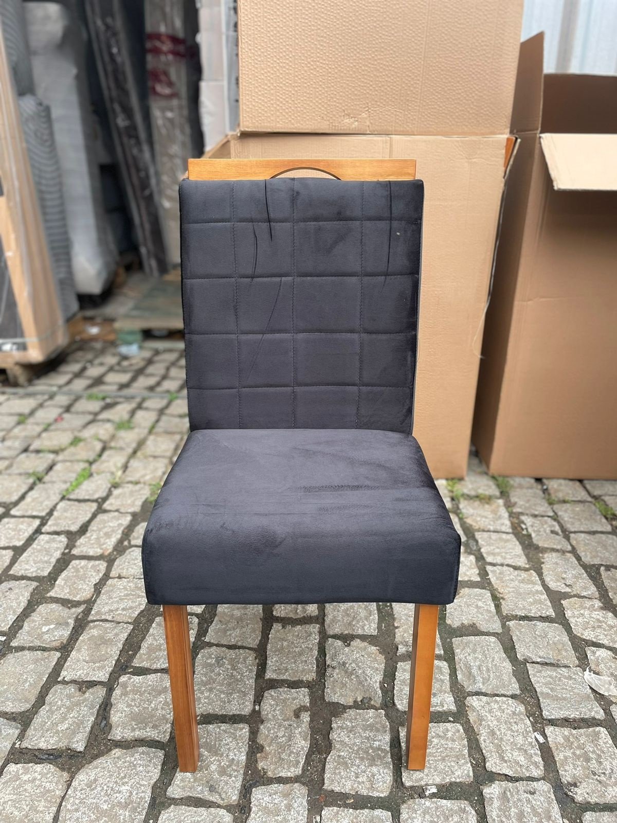 Kit 2 Cadeiras Roma Mel/Veludo Preto – WM DECOR - Imagem 2