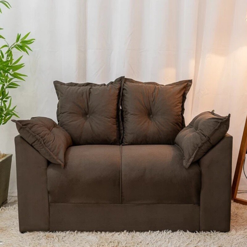 Sofá 2 Lug. Petra 1.30m Veludinho Marrom 603