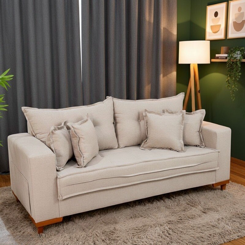 Sofá 3 Lug. Portugal 2.00m Linho Bege 24