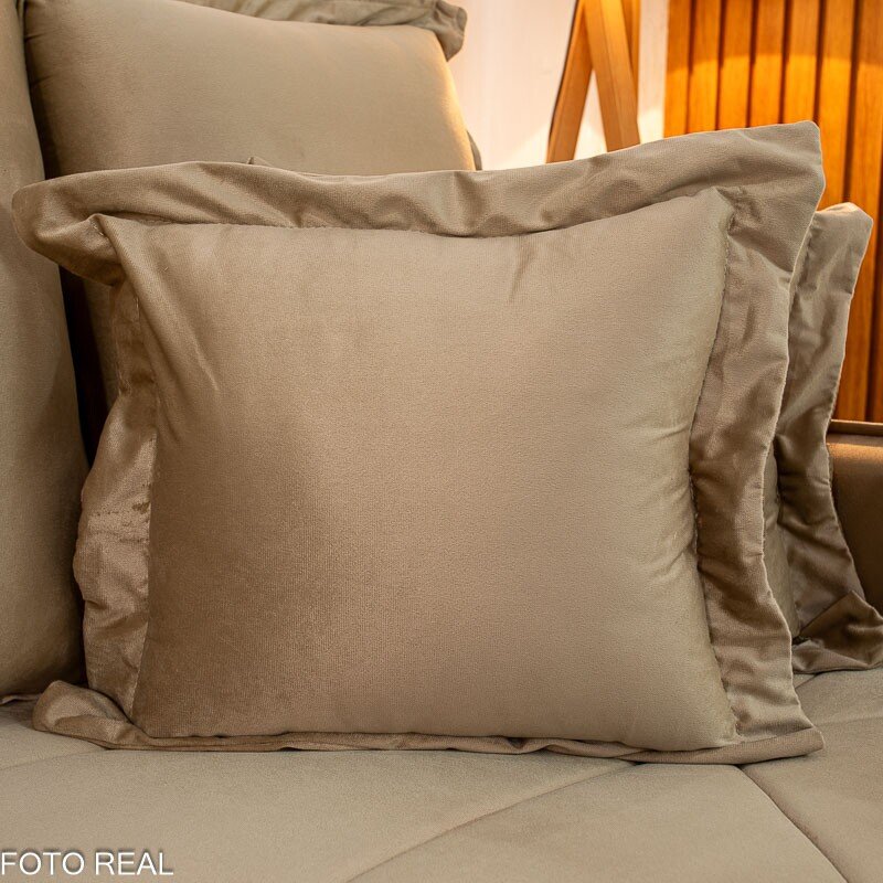 Sofá 3 Lug. Vican Larg. 2.00m Veludo Bege 5002 - Molas Bonnel - Imagem 11