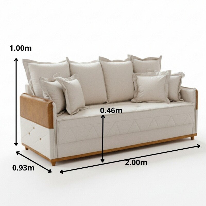 Sofá 3 lugares Vican Larg. 2.00m Linho Bege 5044 Detalhe 05 - Molas Bonnel - Imagem 2