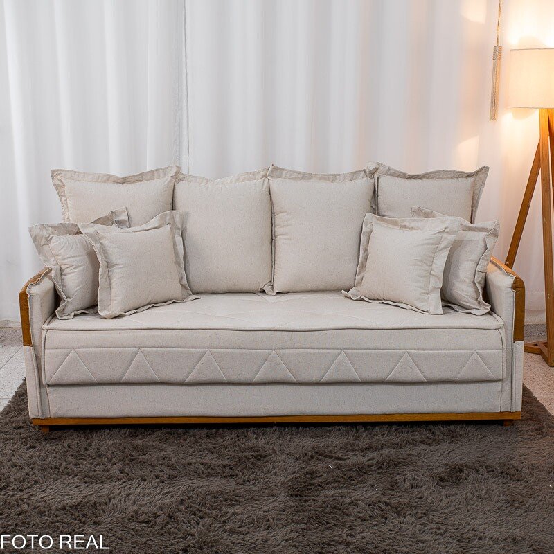 Sofá 3 lugares Vican Larg. 2.00m Linho Bege 5044 Detalhe 05 - Molas Bonnel - Imagem 5