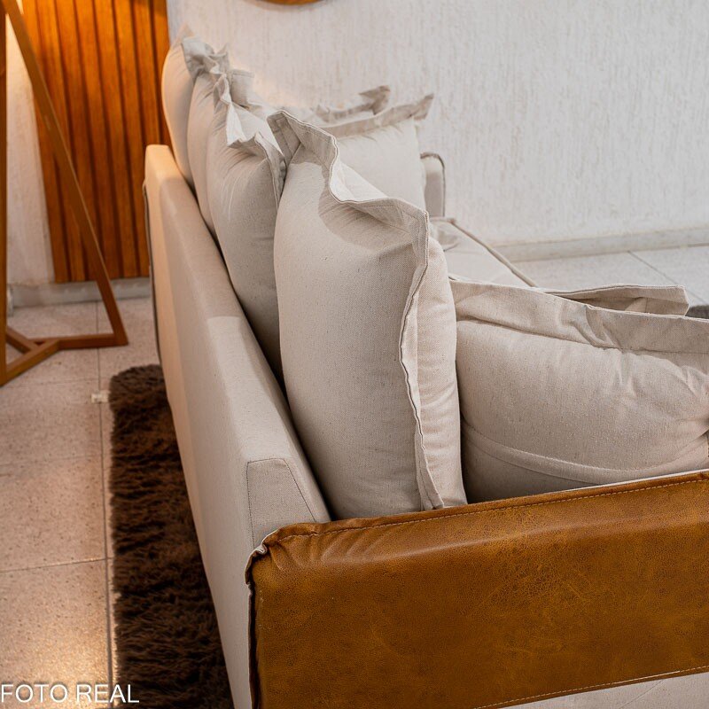 Sofá 3 lugares Vican Larg. 2.00m Linho Bege 5044 Detalhe 05 - Molas Bonnel - Imagem 9