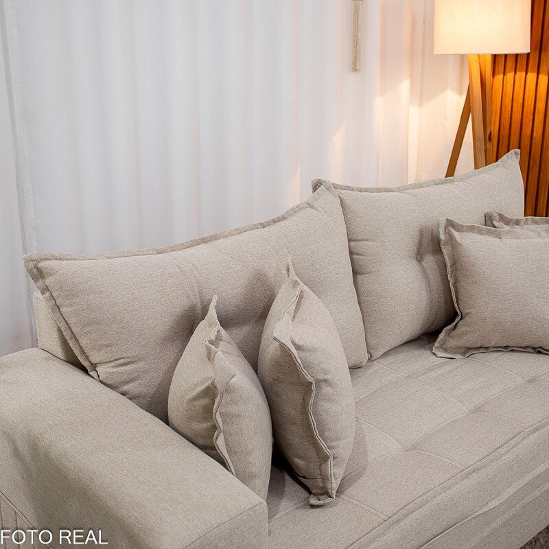 Sofá 3 Lug. Portugal 2.00m Linho Bege 24 - Imagem 3