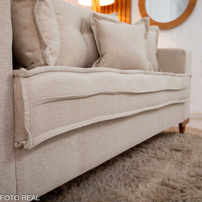 Sofá 3 Lug. Portugal 2.00m Linho Bege 24 - Imagem 5