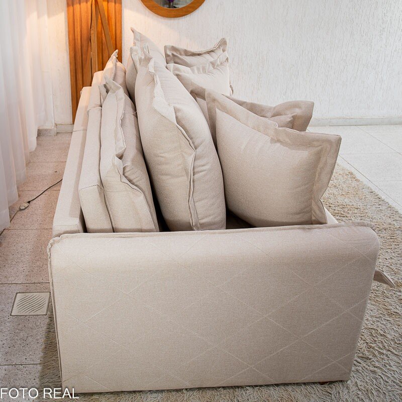 Sofá Retrátil Reclinável Lima 2.00m Linho Bege A57 - Sem Caixa - Imagem 10