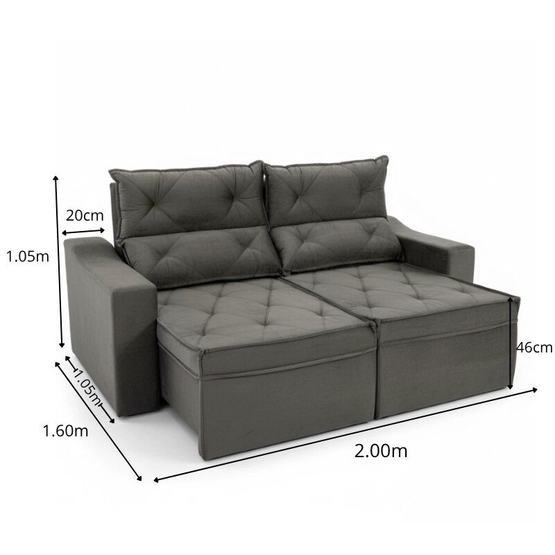 Sofá Retrátil Reclinável Moscou 2.00m Veludo Azul A16 - Imagem 8