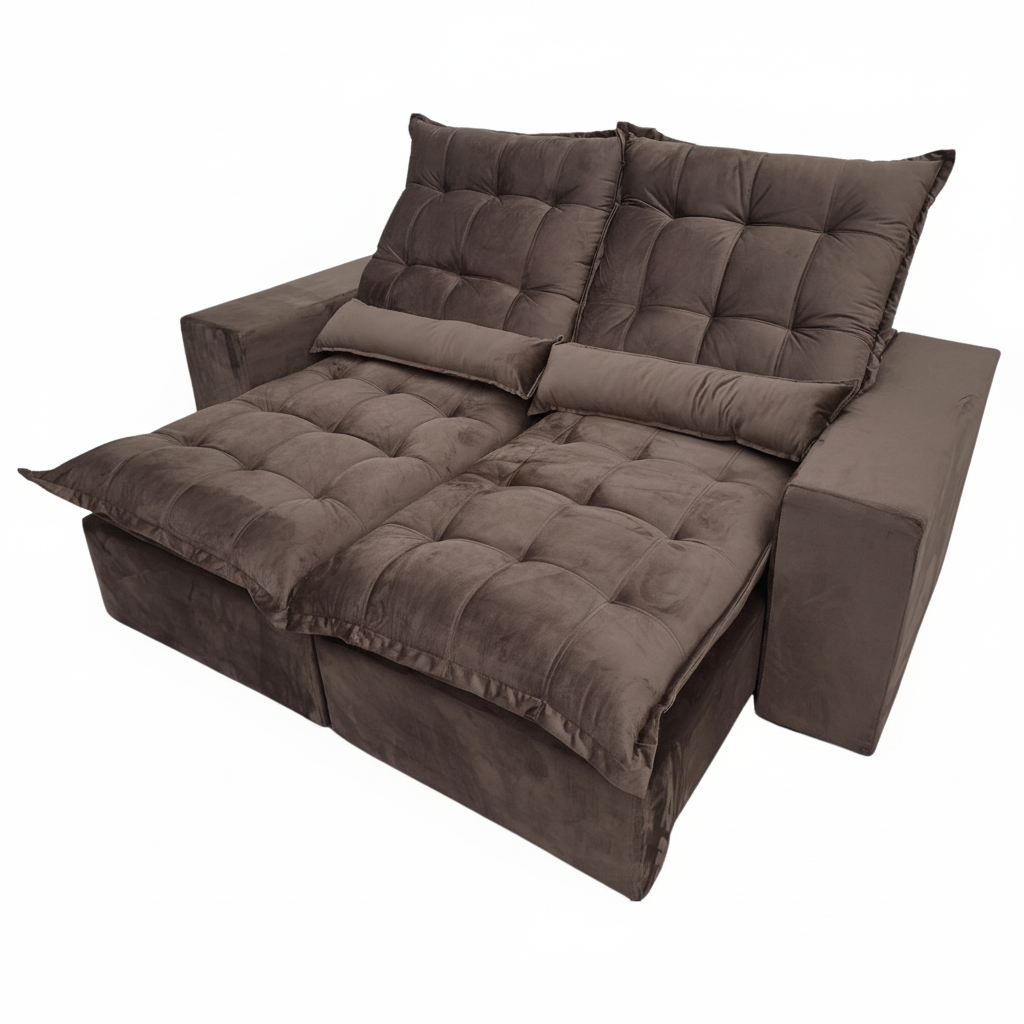 Sofá Retrátil e Reclinável Porto Belo/Kauã 1,80 m Marrom - IMPÉRIO ESTOFADOS(PROMOÇÃO) - Imagem 2
