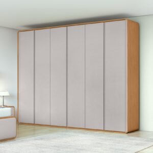 Guarda-Roupa 6 Portas Loop 2,70 m Amêndoa Clean/Off White - LOPAS