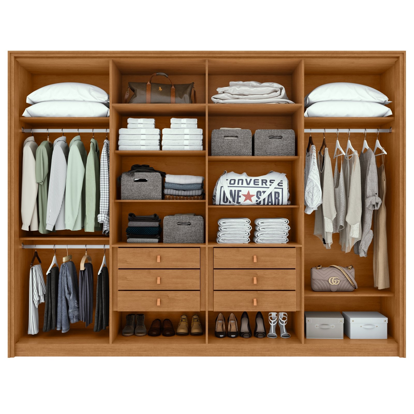 Guarda-Roupa 8 Portas Ergon 2,70 m Amêndoa Clean - LOPAS - Imagem 2