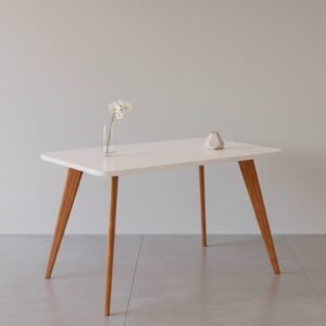 Mesa Acerola 130 (C/Vidro) Madeira/Off White - CIMOL