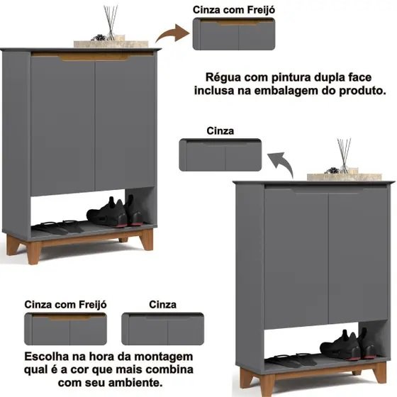 Sapateira Hall Flow Cinza/Freijó - EJ MÓVEIS - Imagem 7