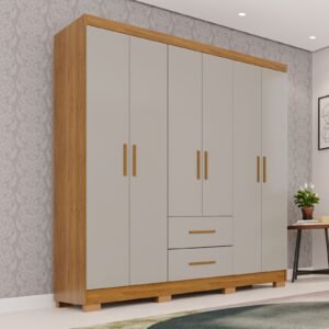 Guarda-Roupa 6 Portas Estrela Premium 1,50 m Cinamomo/Off White - SALLÊTO