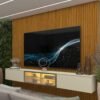 Home Suspenso até 85" Supremo Ripado 218 Naturale com Nicho Luminare Off White - GELIUS