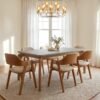 Mesa Londrina 180 Naturale/Off White com 6 Cadeiras Pérola Linho Areia– RUFATO + WJ DECOR