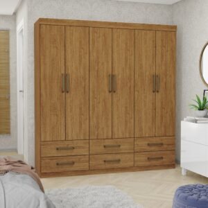 Guarda-Roupa 6 Portas(Sem Espelho/Sem Pés)Dallas 1,53 m Cinamomo - CARIOCA MÓVEIS