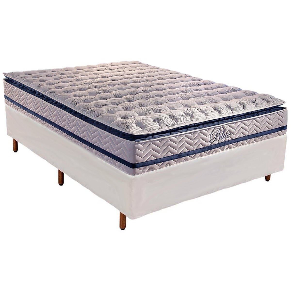 Colchão Casal Blue 32 cm HR33 Molas Ensacadas + Base Simples Corino Branco – PAROPAS + BIOSTAR - Imagem 2