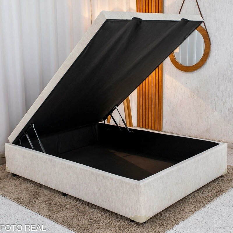 Colchão Casal Espuma Viscoelástica Uberaba ColchoMinas + Base Box Baú Casal Confort Linhão Palha Blindado Issacar - 138x188x75 - Imagem 3