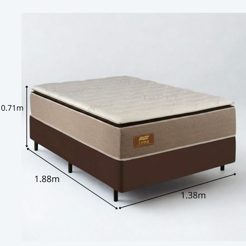 Colchão Casal Molas Ensacadas BlueWave Twins Gazin + Base Box Casal Sued Marrom Ortobel - 138x188x71 - Imagem 2
