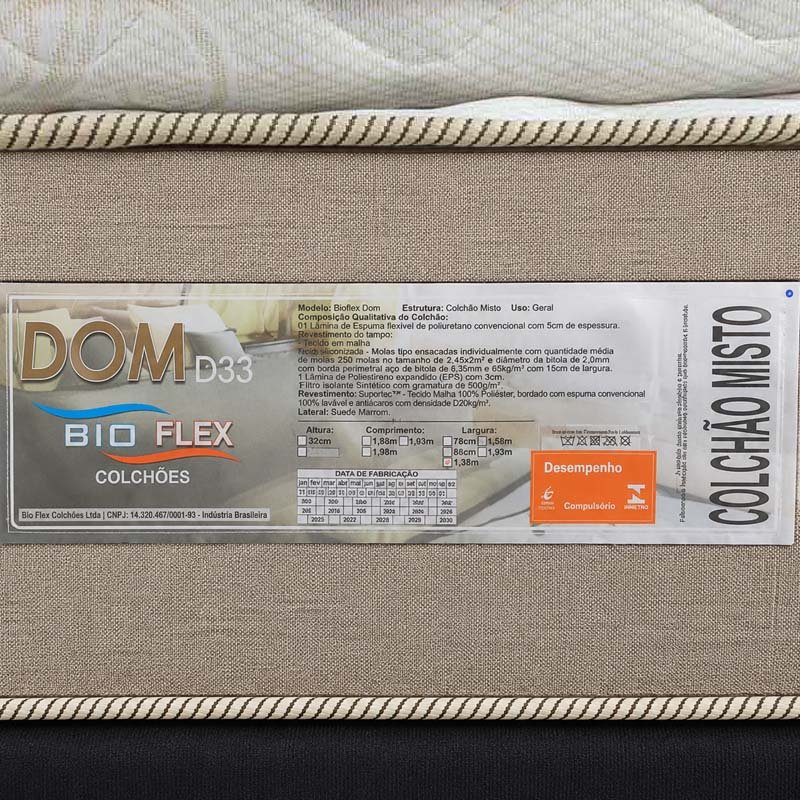 Colchão Casal Molas Ensacadas Dom Bioflex + Base Box Baú Casal Carioca Sued Preto Blindado Bioflex - 138x188x72 - Imagem 6