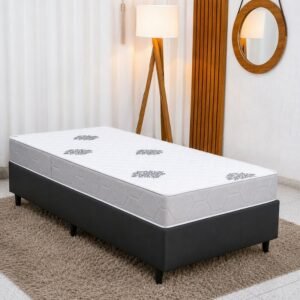 Colchão Solteiro Ortopédico Confort Premium Inovaflex + Base Box Solteiro Korino Preto Ortobel - 88x188x55 cm