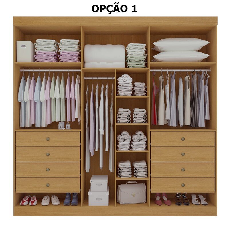 Guarda-roupa Milano 6 Portas Cinamomo/Off White Larg. 2.20m - D Doro - Imagem 3