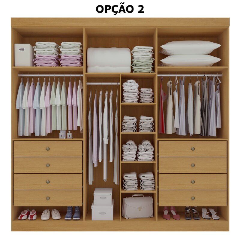 Guarda-roupa Milano 6 Portas Cinamomo/Off White Larg. 2.20m - D Doro - Imagem 2