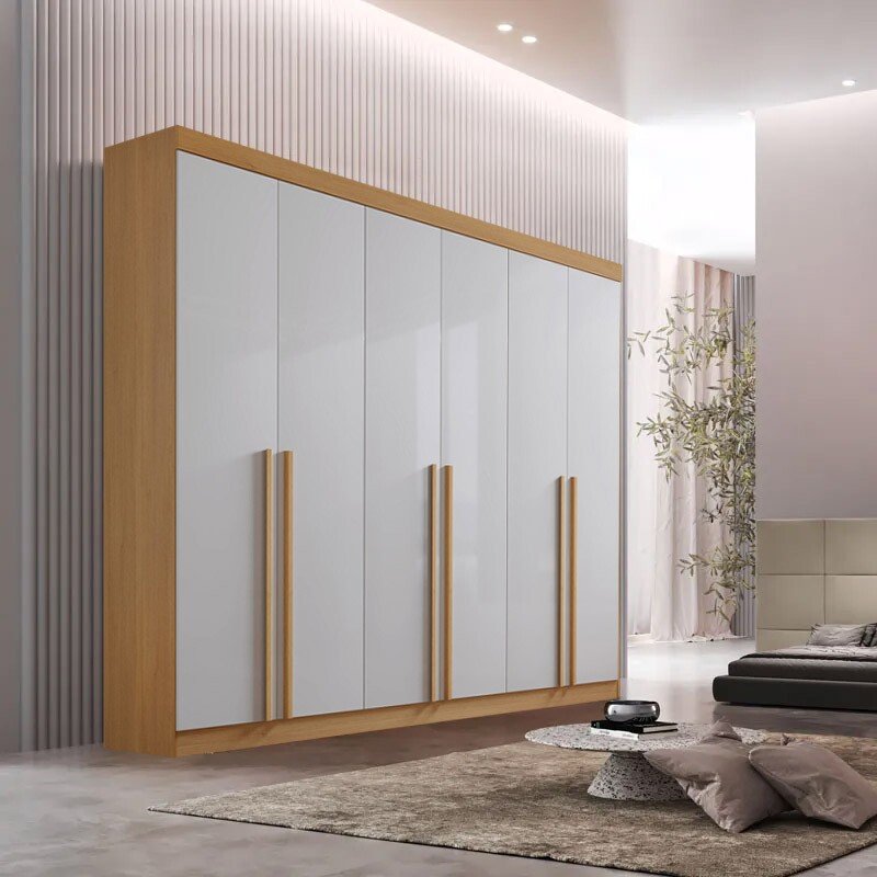 Guarda-roupa Milano 6 Portas Cinamomo/Off White Larg. 2.20m - D Doro