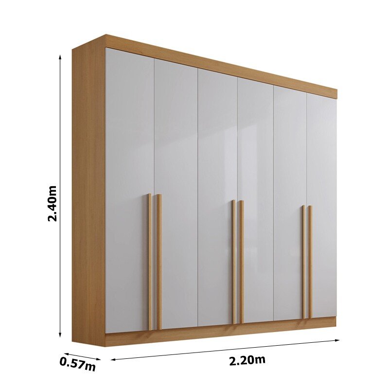 Guarda-roupa Milano 6 Portas Cinamomo/Off White Larg. 2.20m - D Doro - Imagem 4