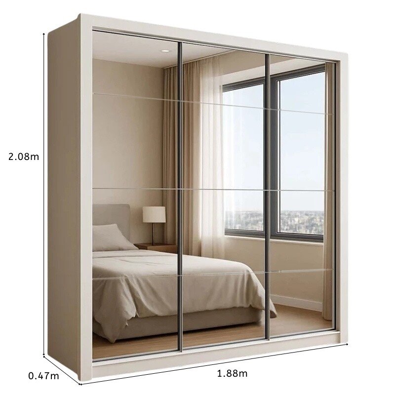 Guarda-roupa Casal Veneza Premium Larg. 1.88m 3 Portas C/ 3 Espelho 4 Gavetas Branco Carioca - Imagem 3