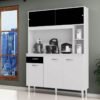 Kit Duda 1.20m 5 Portas Branco/Preto Poquema