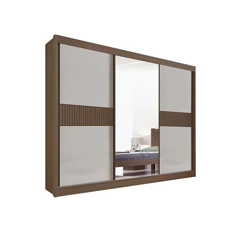 Guarda-roupa Casal Los Angeles Castanho/Off 3 Portas 6 Gavetas C/ 1 Espelho Detalhe Ripado Portas Flex 100% MDF Larg. 2.73m - D Doro - Imagem 4