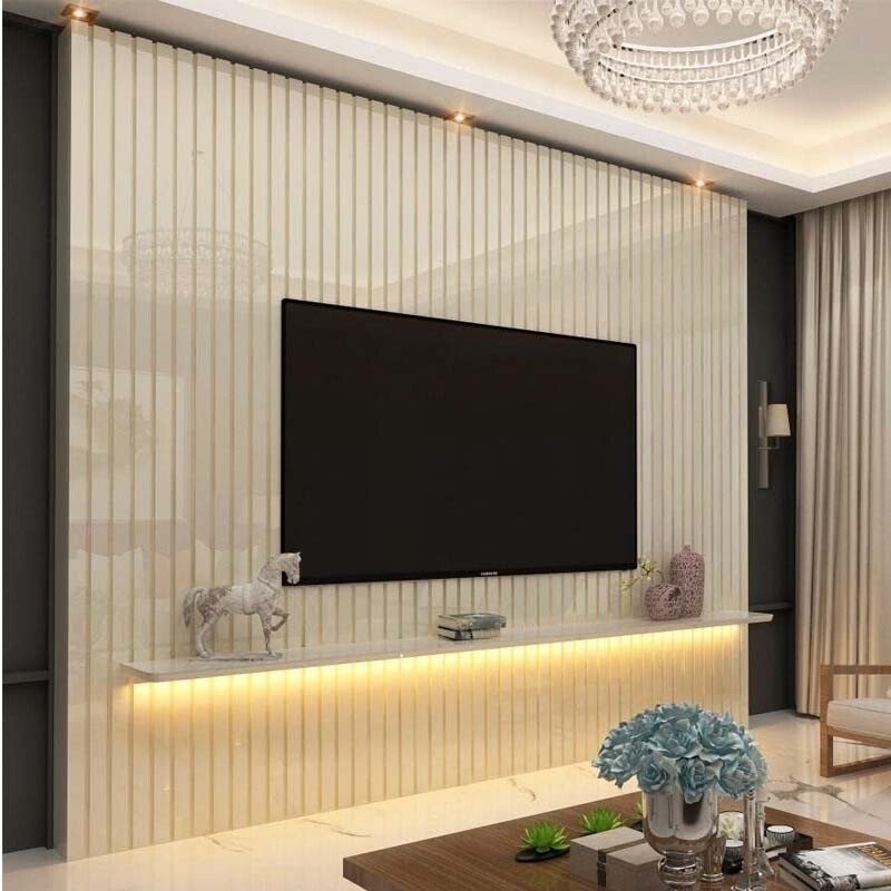 Painel Nobre Ripado 2.30m Off 100% MDF C/ Led TV até 85" - Gelius
