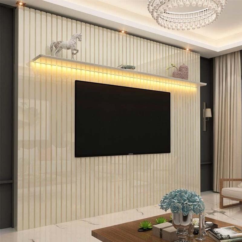 Painel Nobre Ripado 2.30m Off 100% MDF C/ Led TV até 85" - Gelius - Imagem 2