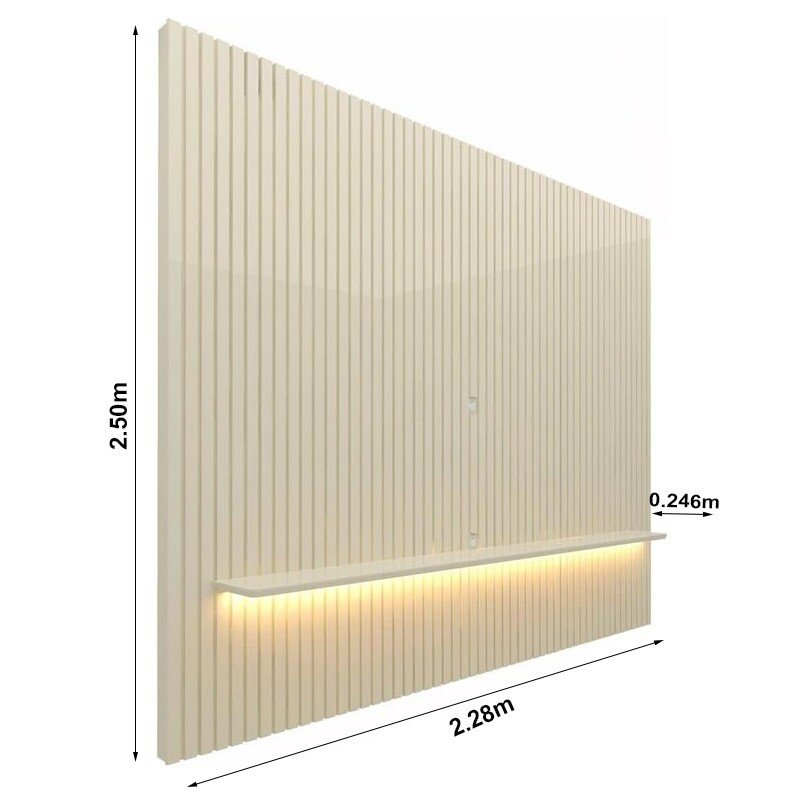 Painel Nobre Ripado 2.30m Off 100% MDF C/ Led TV até 85" - Gelius - Imagem 3