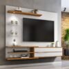 Painel NT 1115 Larg. 1.80m Off White/Freijó C/ Led para TV até 60" - Notável