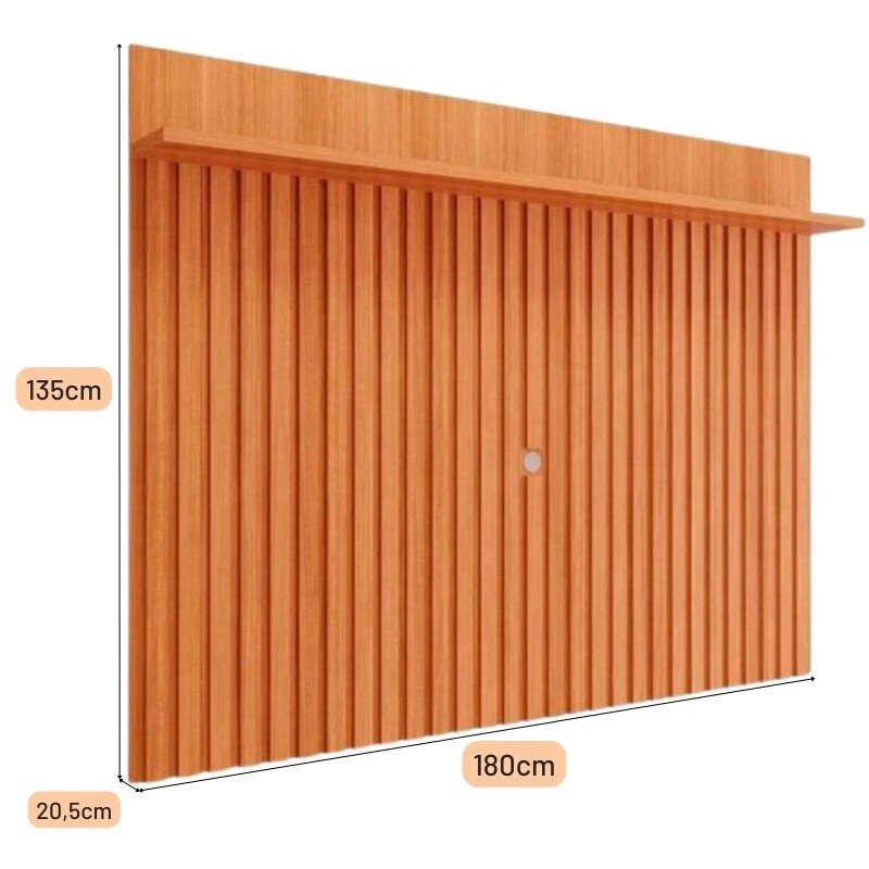 Painel Ripado Speed Trend Larg. 1.80m Cinamomo 100% MDF para TV até 70" - Permóbili - Imagem 3