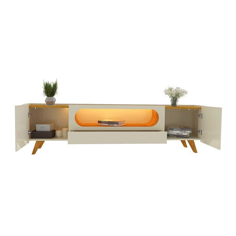 Rack Nobre 2.10m Off/Naturale C/ Led 100% MDF TV até 70" - Gelius - Imagem 3