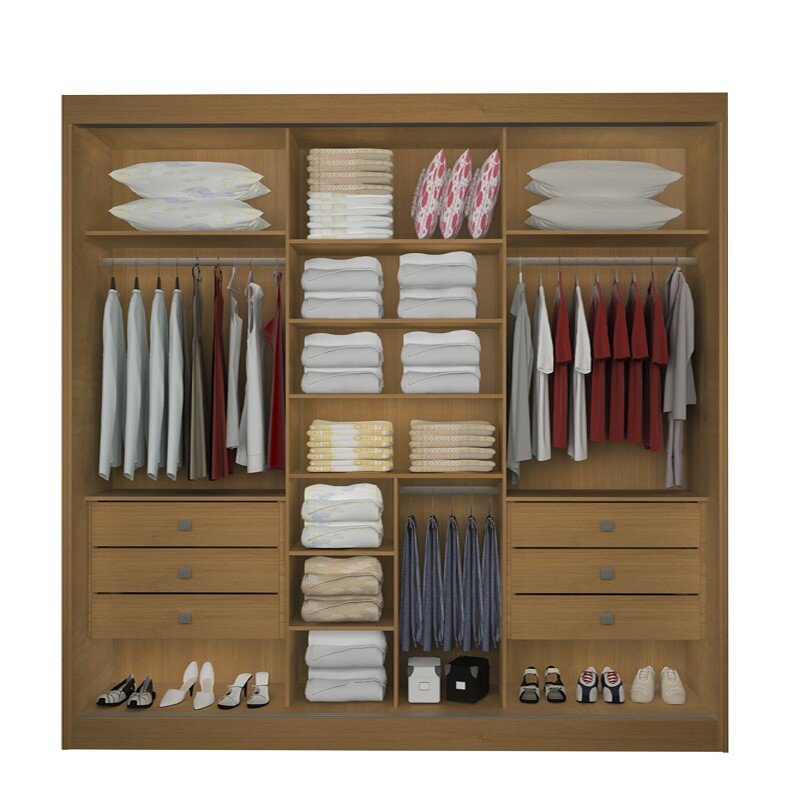 Guarda-roupa Casal Los Angeles Cinamomo/Off 3 Portas 6 Gavetas C/ 1 Espelho Detalhe Ripado Portas Flex 100% MDF Larg. 2.73m - D Doro - Imagem 2