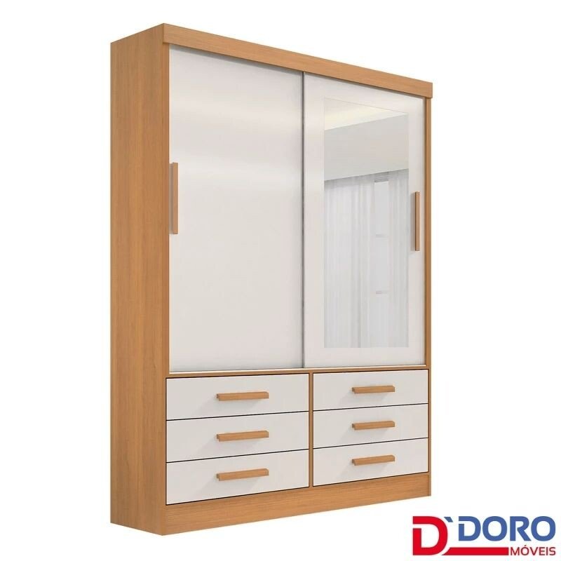 Guarda-roupa Meridian 2 Portas Cinamomo/Off White Larg. 1.35m - D Doro