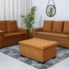 Sofá 3 e 2 lugares França com Puff Veludo Terracota A62