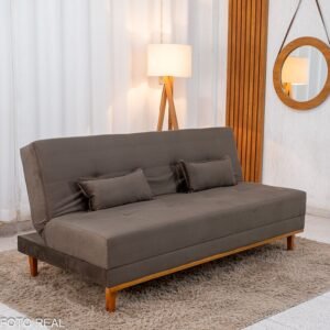 Sofá Cama Madrid Veludo Marrom 2263 Larg. 1.80m - Molas Bonnel