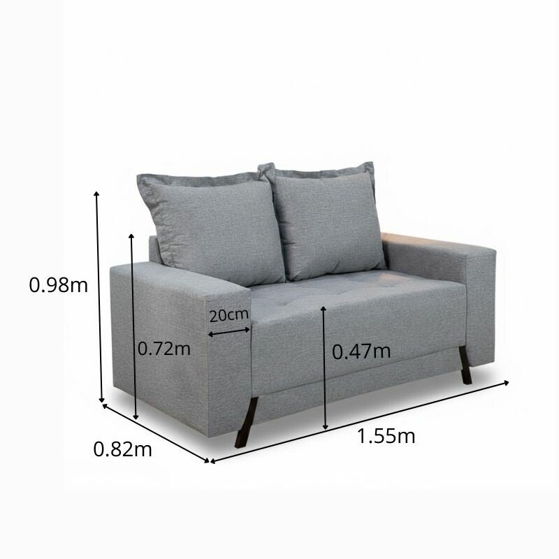 Sofá 2 Lugares 8100 Linho Cinza 27 - 1,55m - Imagem 2