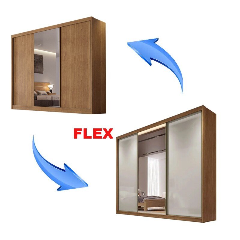 Guarda-roupa Casal 2,73m Sollo Plus Cumaru/Fendi 3 Portas 8 Gavetas 100% MDF com 1 Espelho - Novo Horizonte - Imagem 3