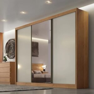 Guarda-roupa Casal 2,73m Sollo Plus Cumaru/Fendi 3 Portas 8 Gavetas 100% MDF com 1 Espelho - Novo Horizonte