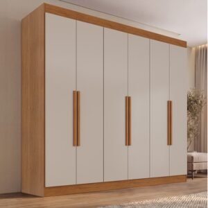 Guarda-roupa 1,77m Roma Cinamomo/Off 6 Portas 2 Gavetas - Sallêto