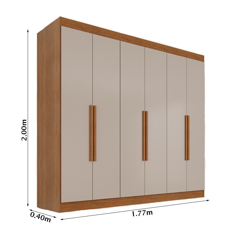 Guarda-roupa 1,77m Roma Cinamomo/Off 6 Portas 2 Gavetas - Sallêto - Imagem 3