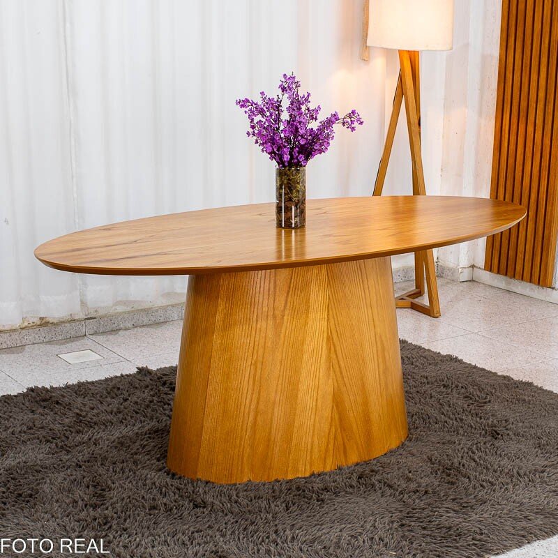 Mesa de Jantar Barcelona Oval 180x90 Cinamomo + 6 Cadeiras Munique Linho Bege Estrutura Madeira Minas Plac - Imagem 11